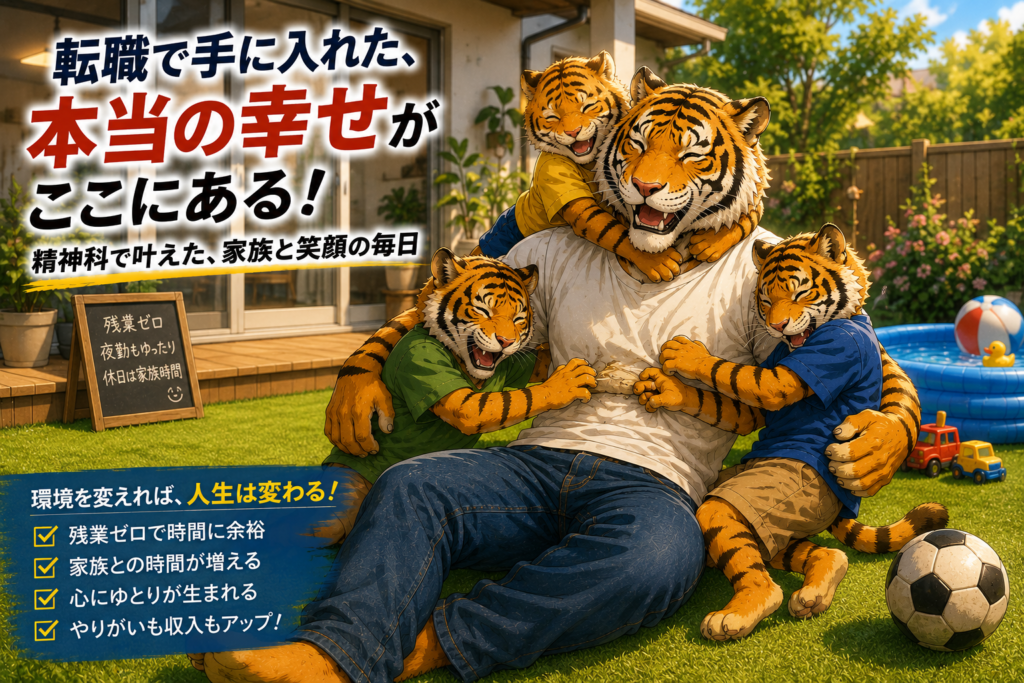 精神科へ転職後に家族との時間を楽しむ男性看護師トラパパ