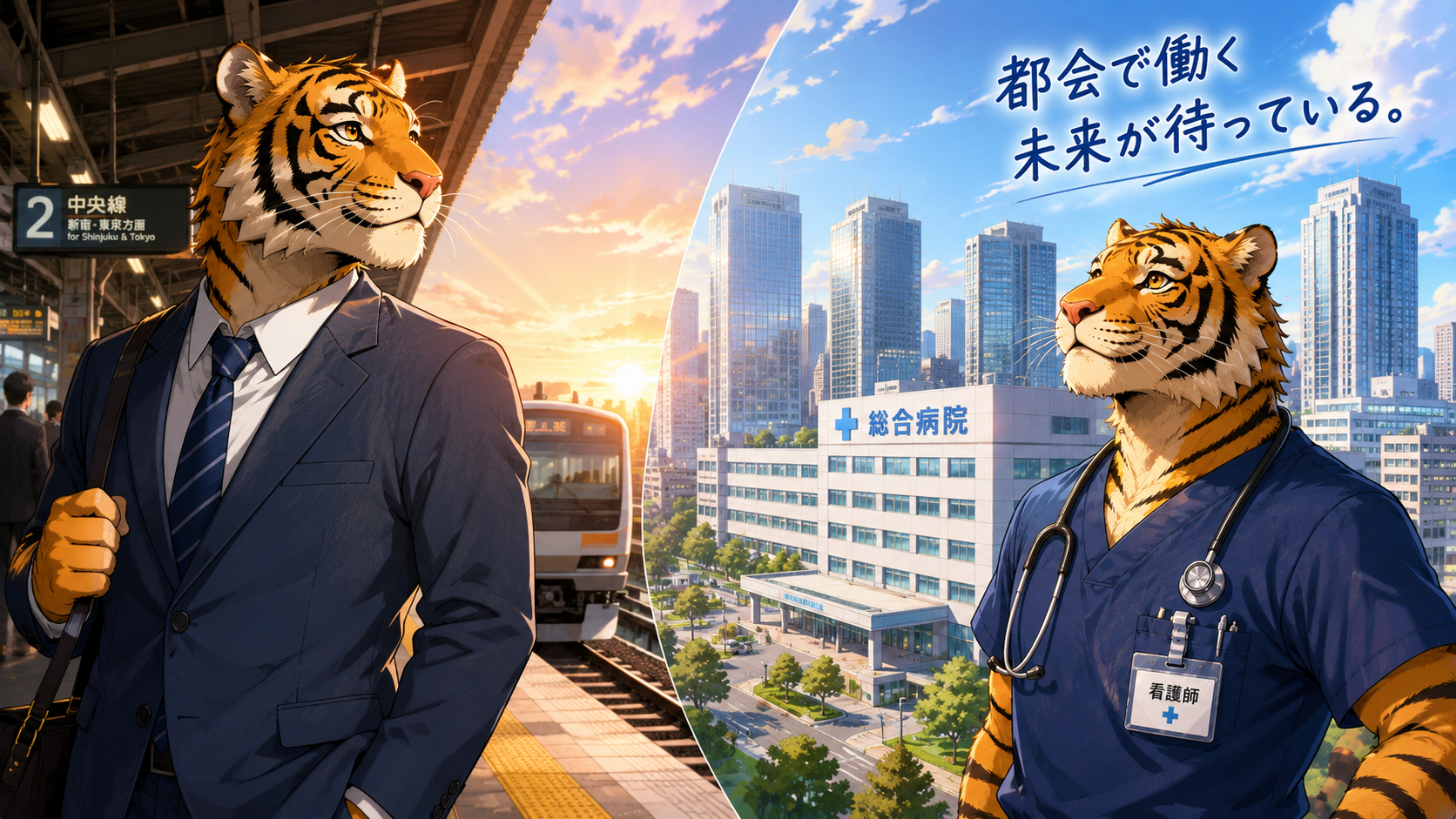 都会に憧れて転職した男性看護師が電車通勤を始める実体験イラスト